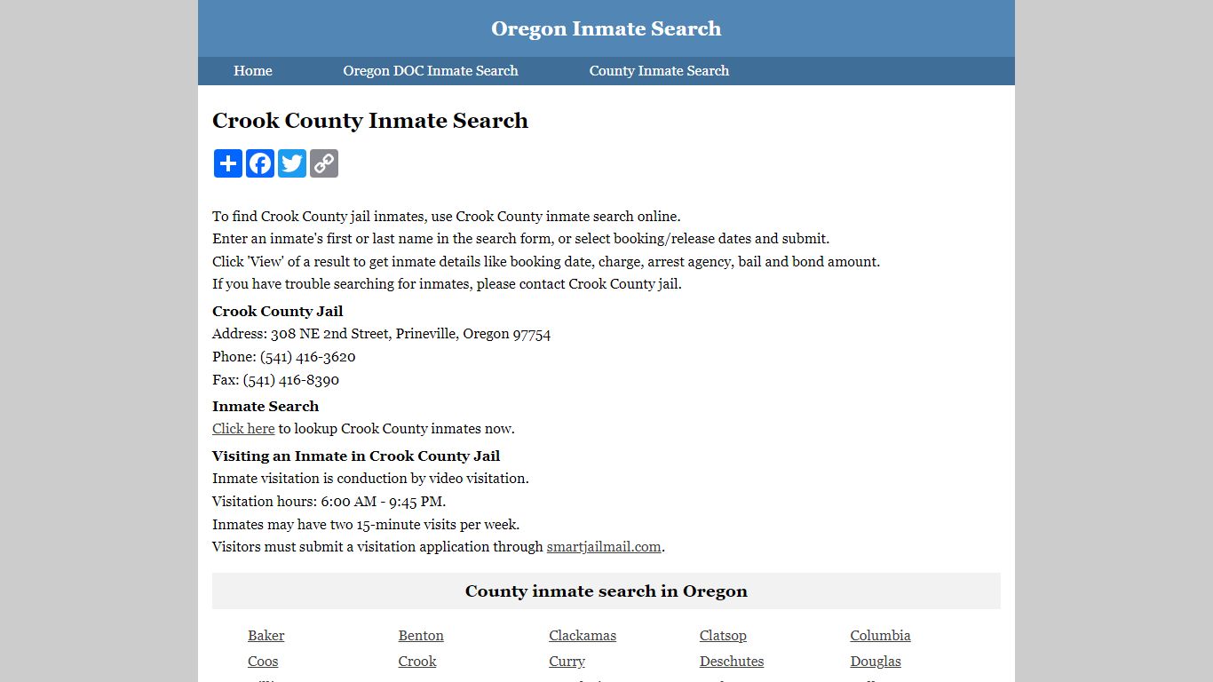 Crook County Inmate Search